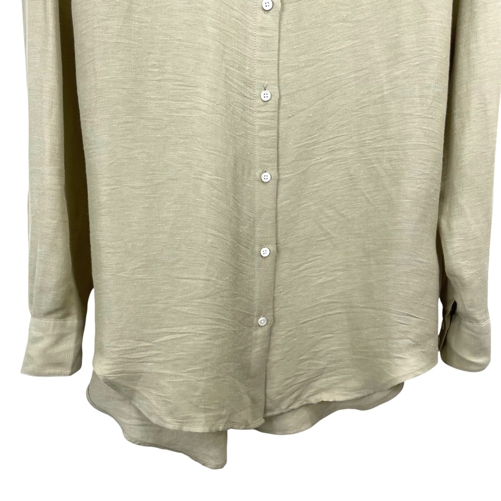 Reiss ELLIS linen blend oversized long sleeve shirt top Size 2 khaki‎ green - Picture 7 of 10